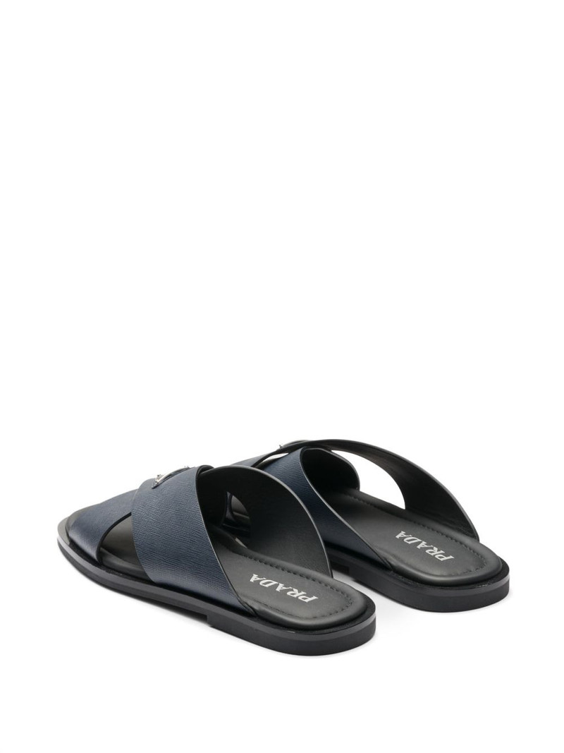 Saffiano leather triangle-logo sandals 4