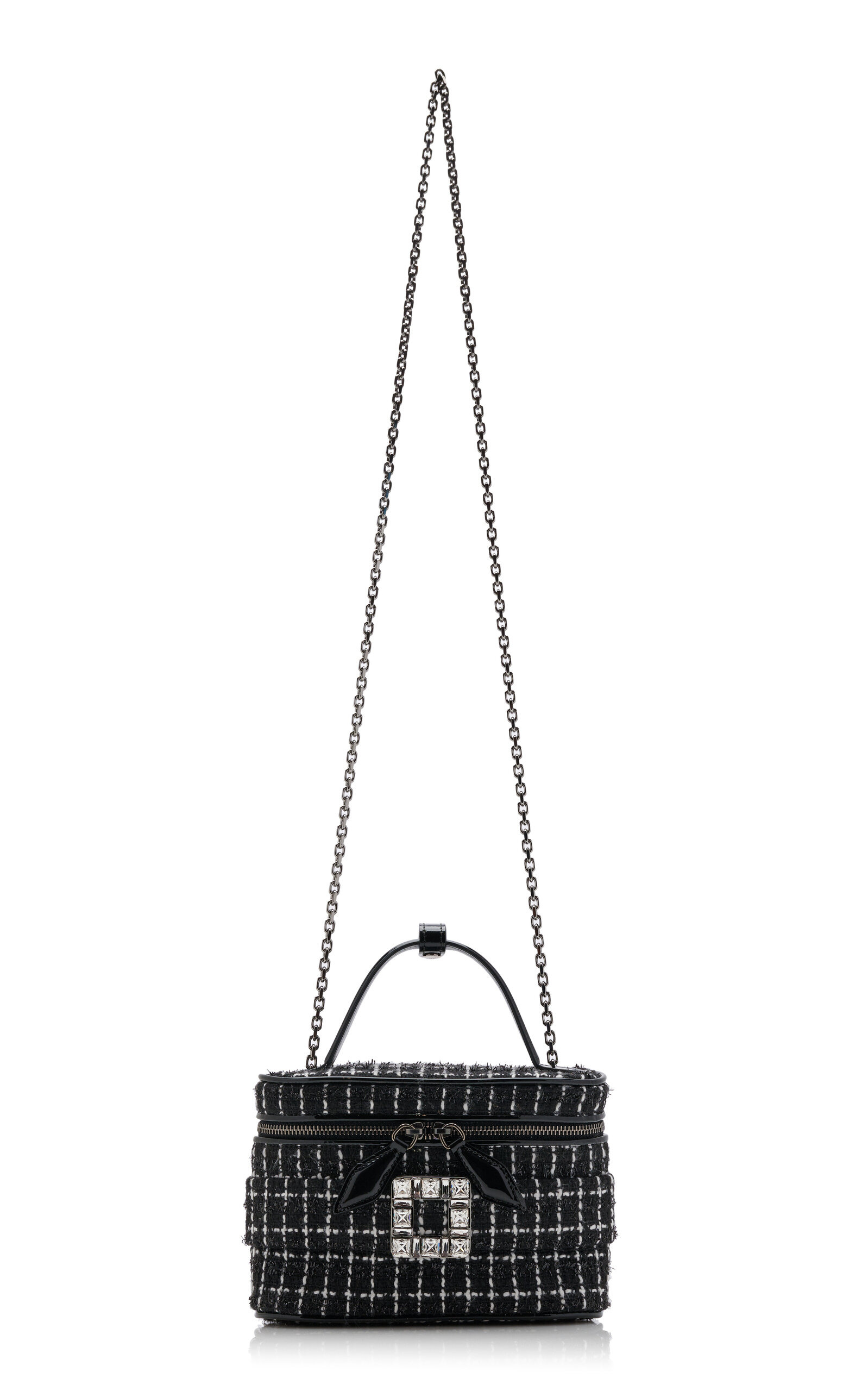 Crystal-Buckle Tweed Vanity Micro Bag black - 3