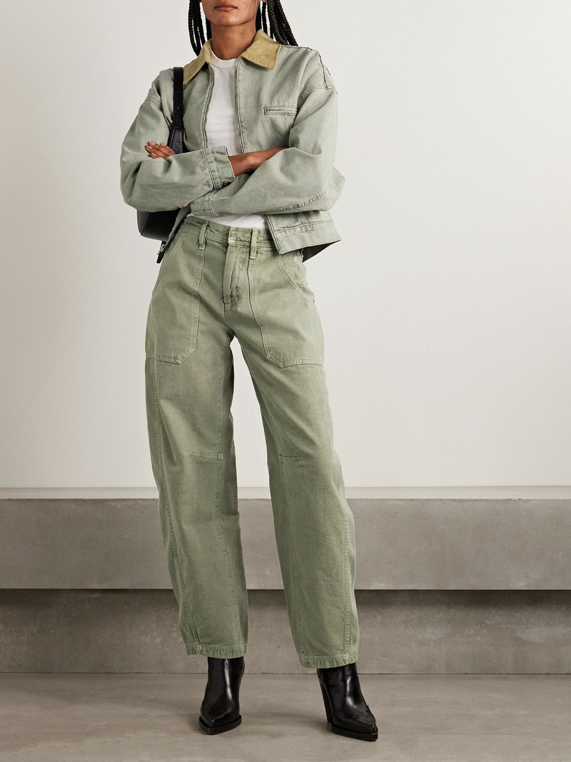 SLVRLAKE Rookie mid-rise barrel-leg cargo jeans Sage green outlook