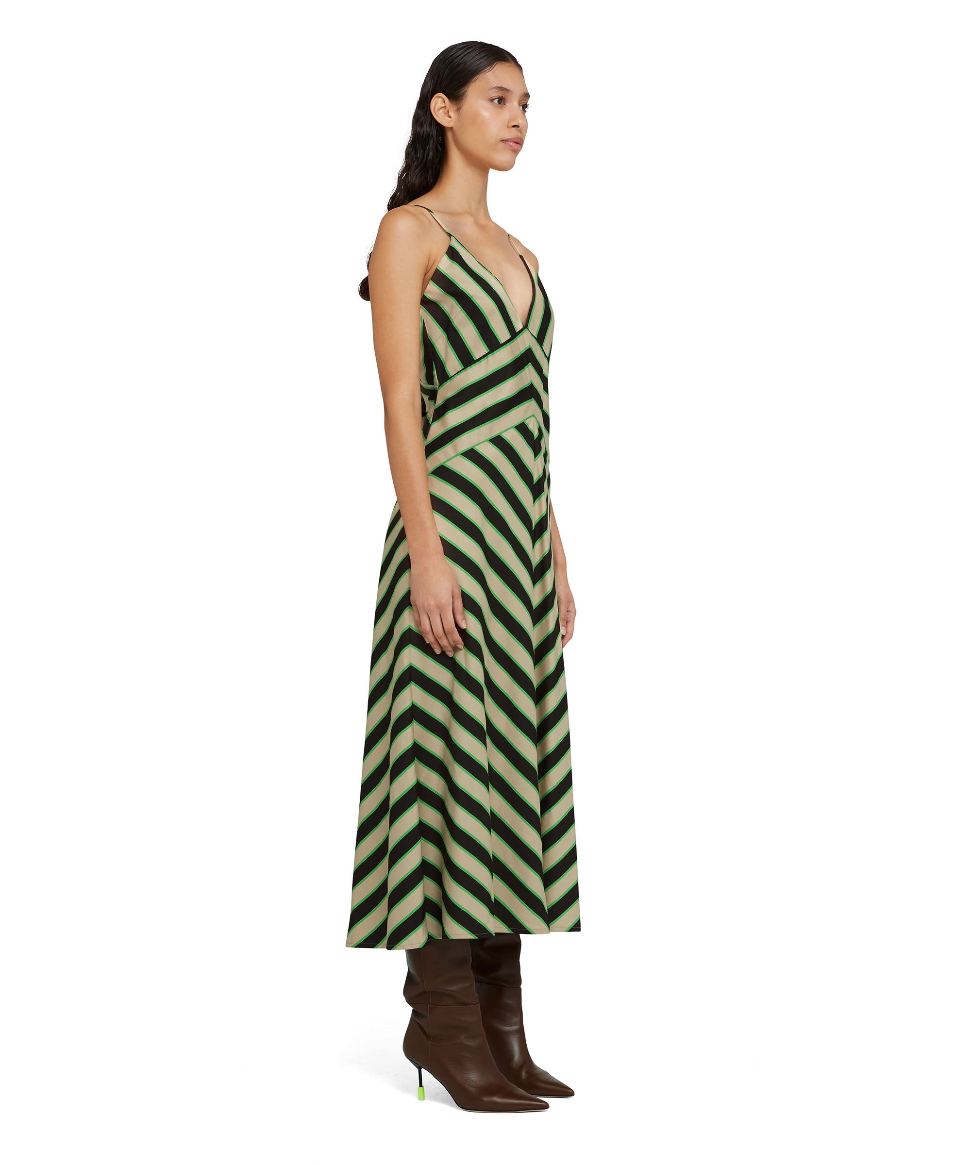 Twill viscose midi dress with "Jumbo Stripe" print - 4
