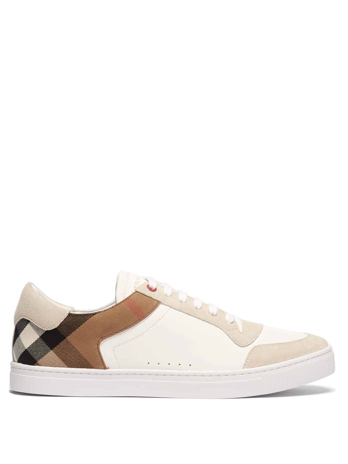 Reeth checked-panel leather trainers - 1