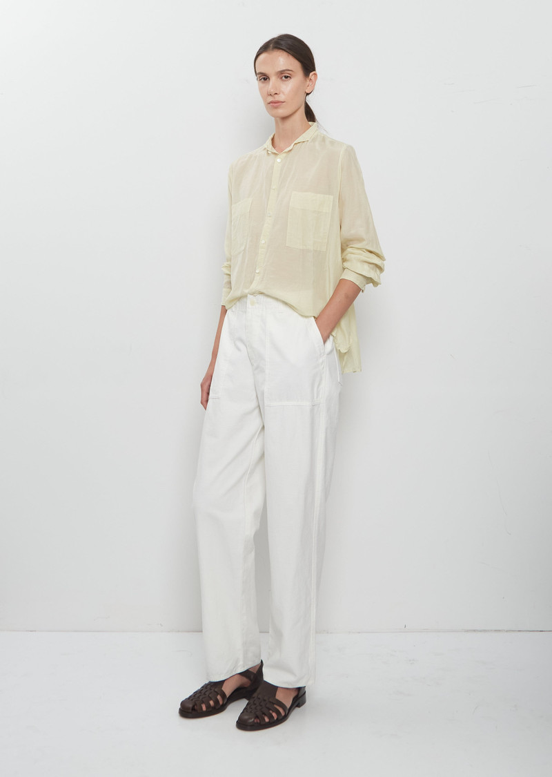 Brushed Cotton Back Satin Baker Pants — White 4