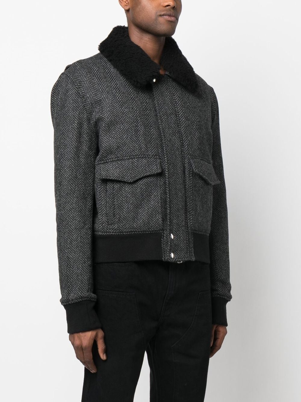 shearling-trimmed pilot jacket - 3