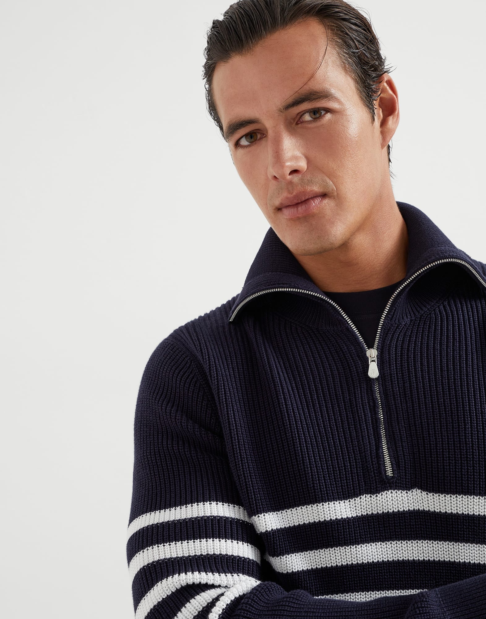 【送料&関税込】Brunello Cucinelli Half English Rib Full Zip Brunello Cucinelli Malfilé Cotton English Rib Cardigan with