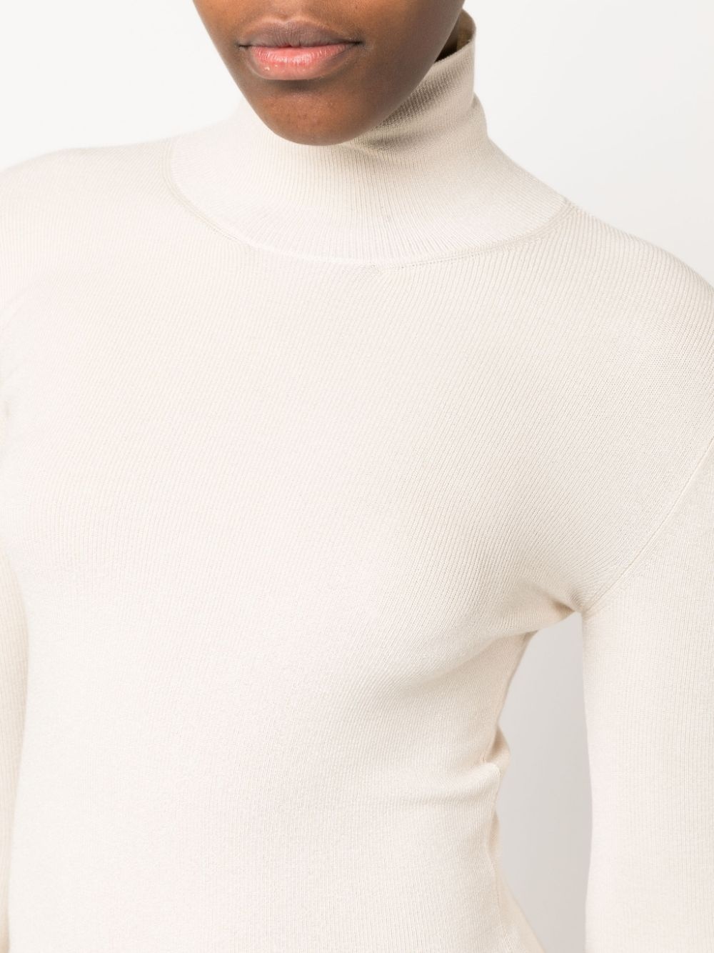 high-neck knitted midi dress - 5