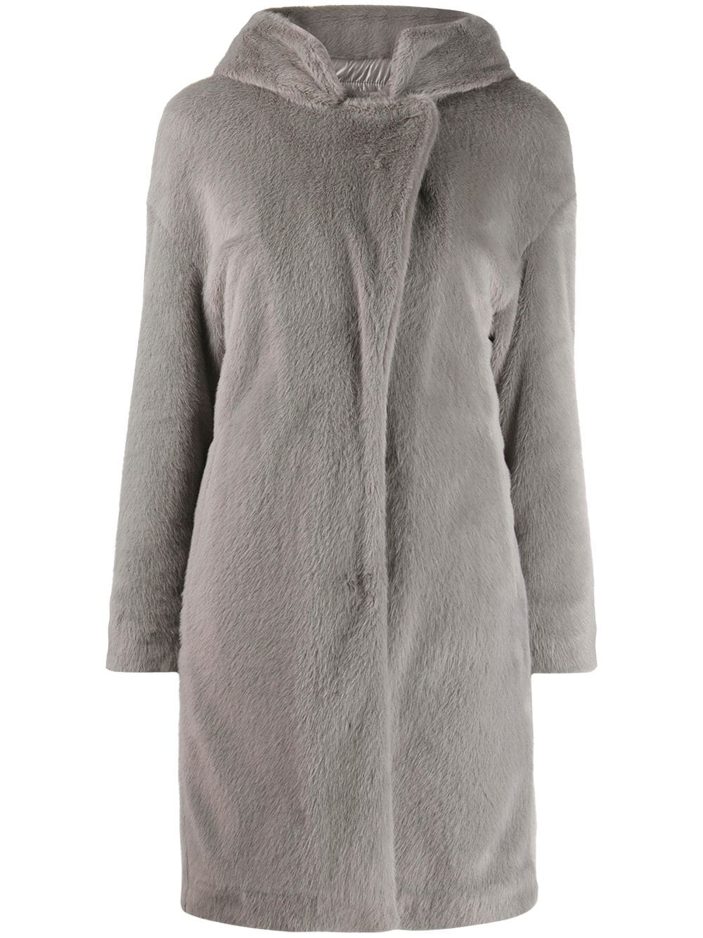 hooded shearling coat - 1