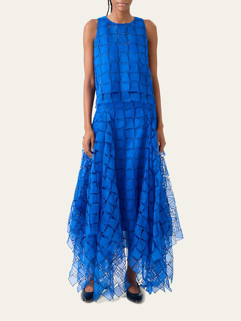 AKRIS Embroidered Organza Maxi Handkerchief Skirt outlook