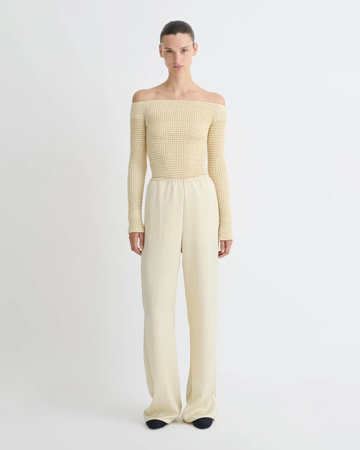 Ruched Glass Poplin Long Sleeved Tops - 1