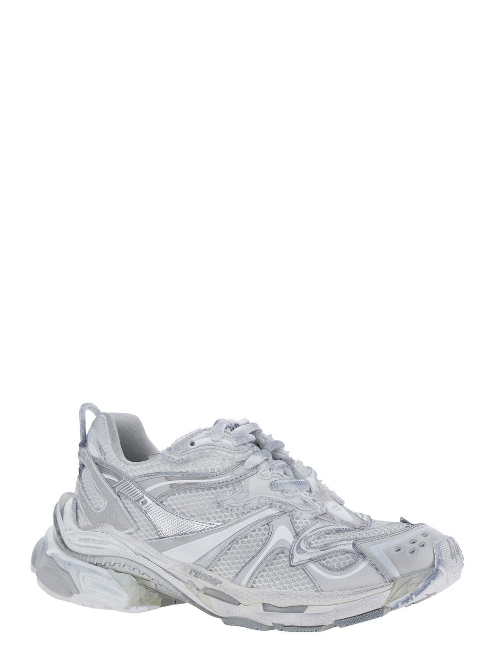 Balenciaga Men Grey Low Top Sneakers With Logo Lettering On The Heel And Panelled Design In Tech Fab - 2