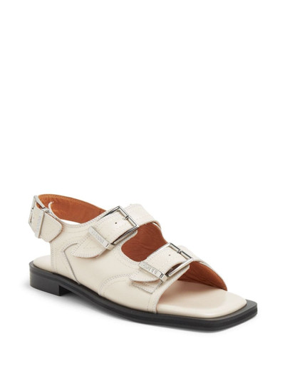 GANNI buckle-fastening leather flat sandals outlook