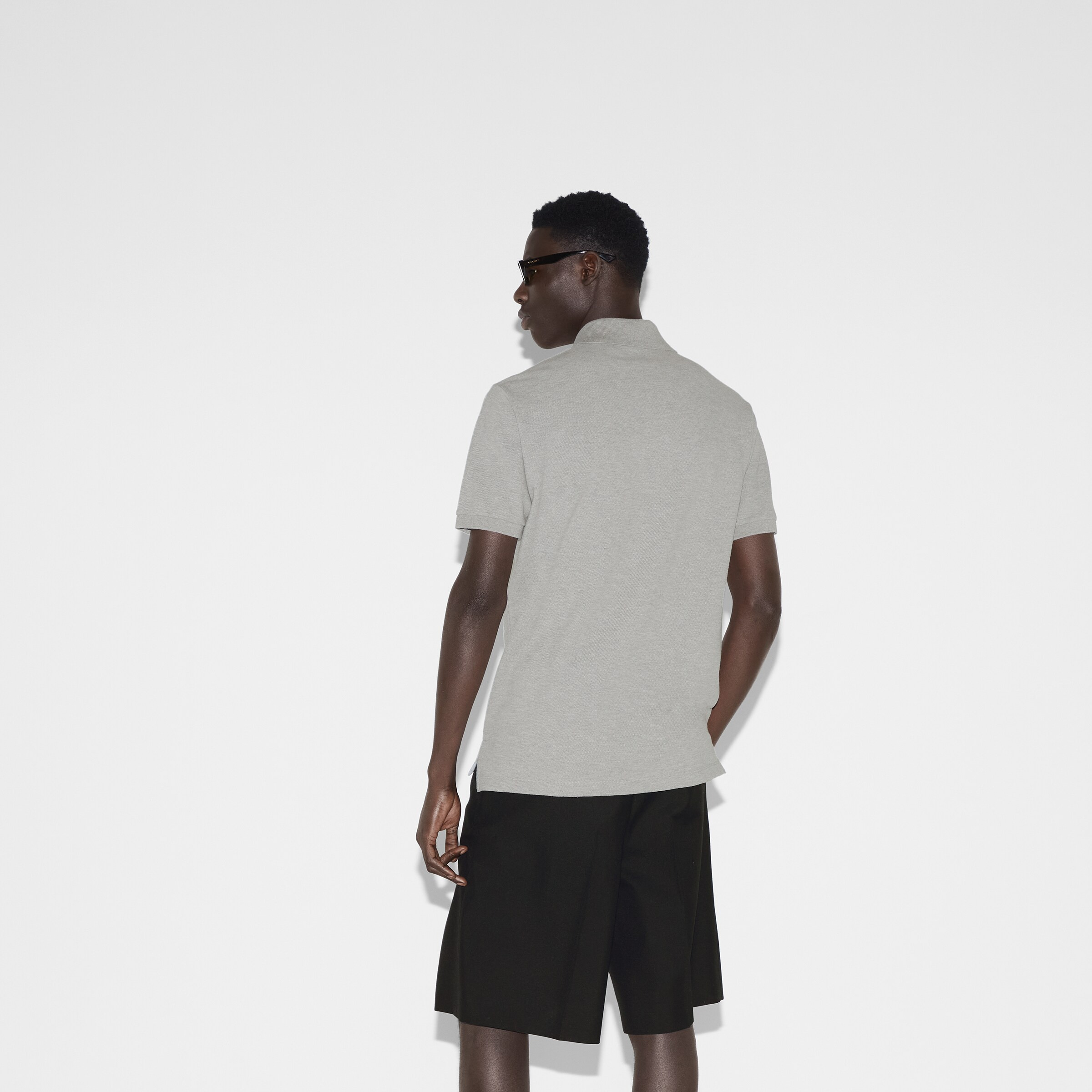 Cotton polo shirt with Web - 4