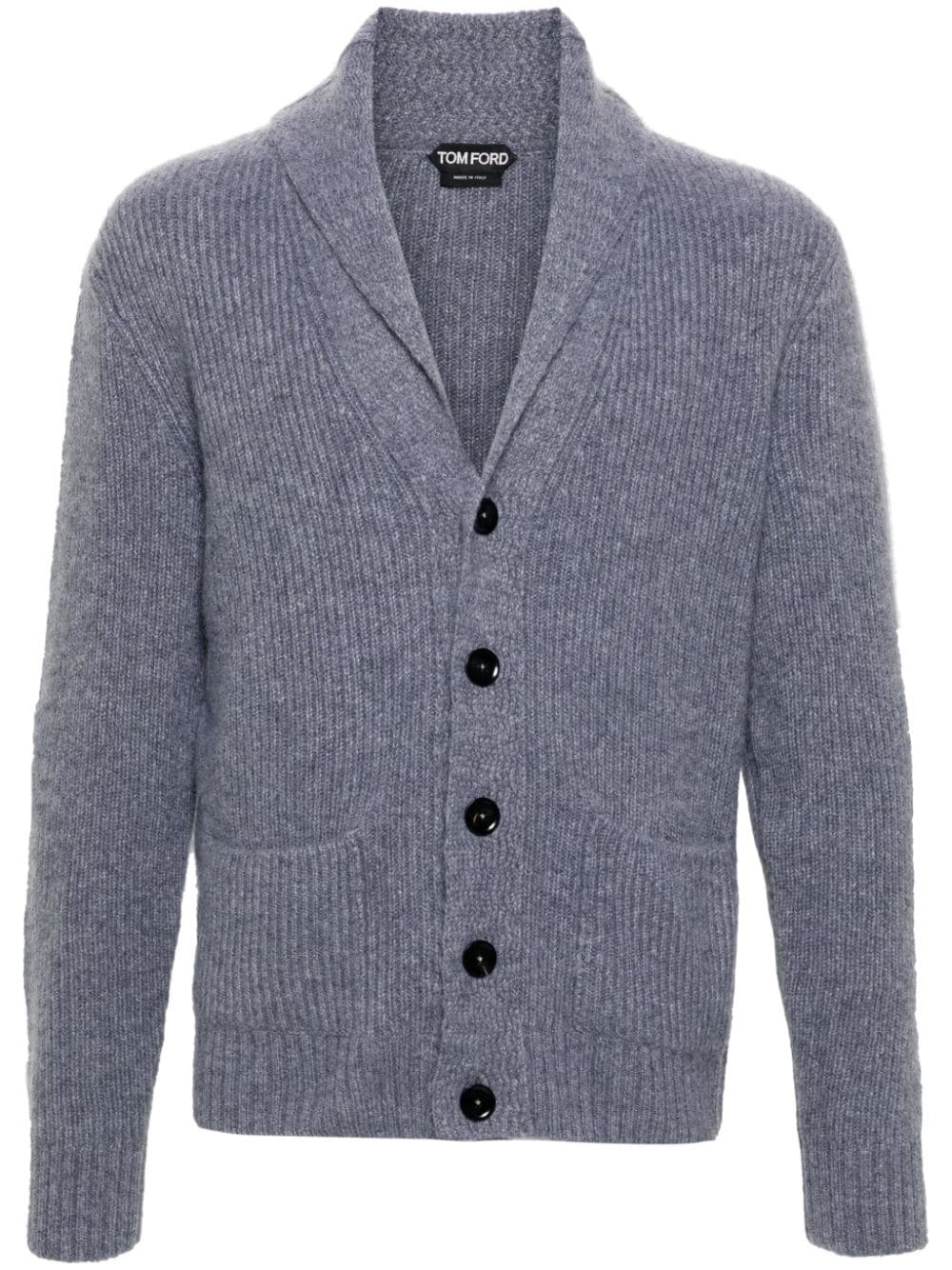 shawl-collar ribbed cardigan - 1