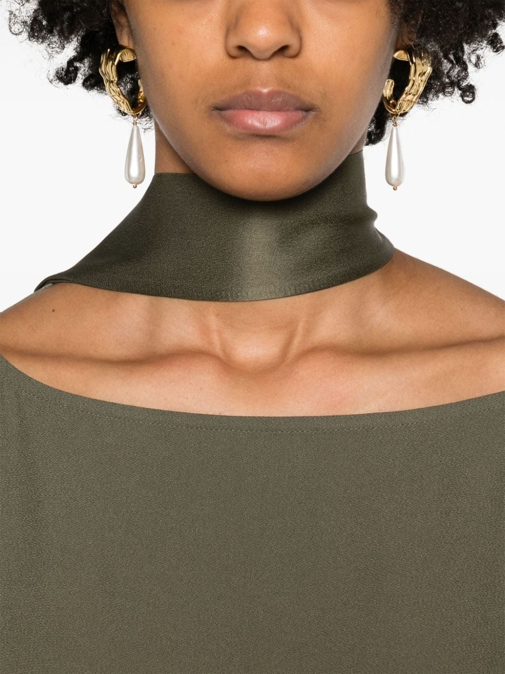 fringe-detail crepe kaftan dress - 5