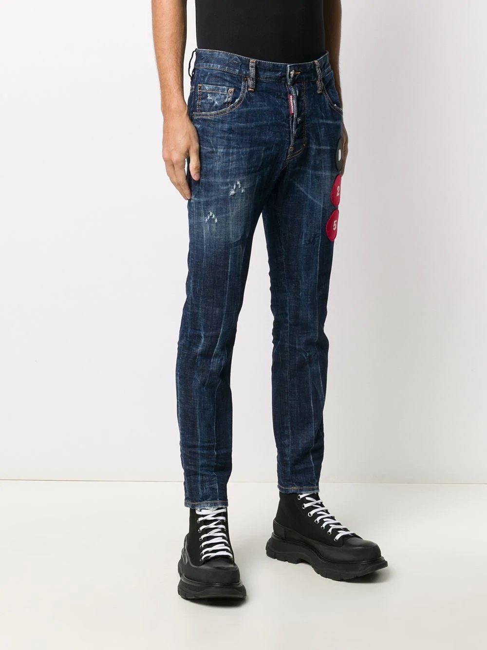 logo-patch mid-rise jeans - 3