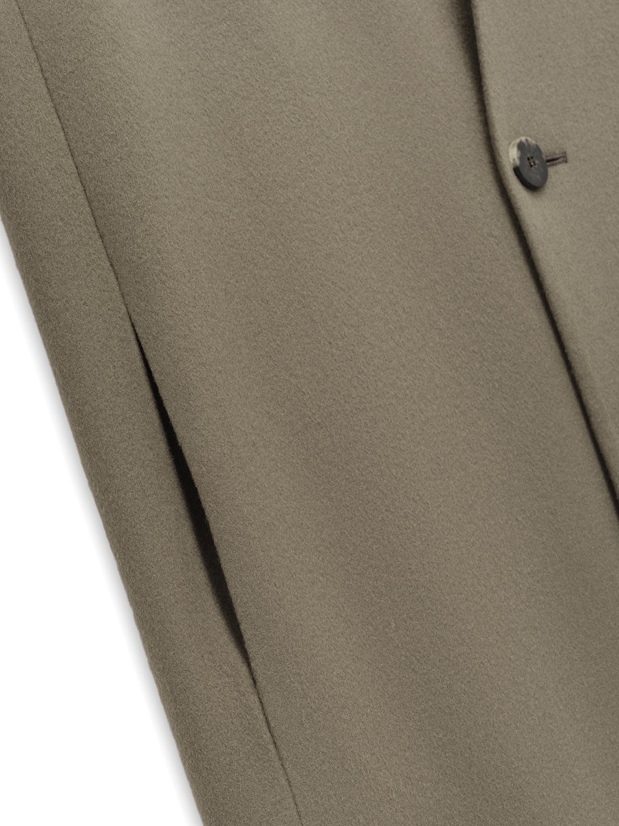 Melton Wool Lapelless Coat - 5