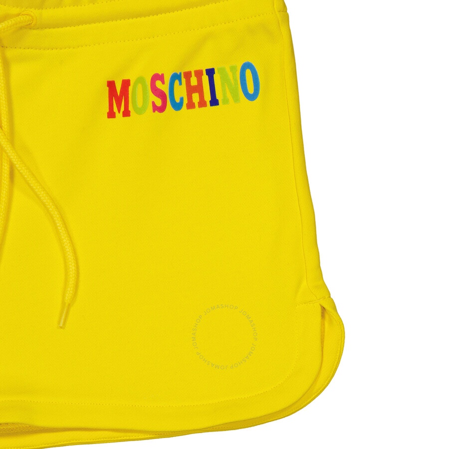 Moschino Ladies Yellow Logo-print Track Shorts - 7