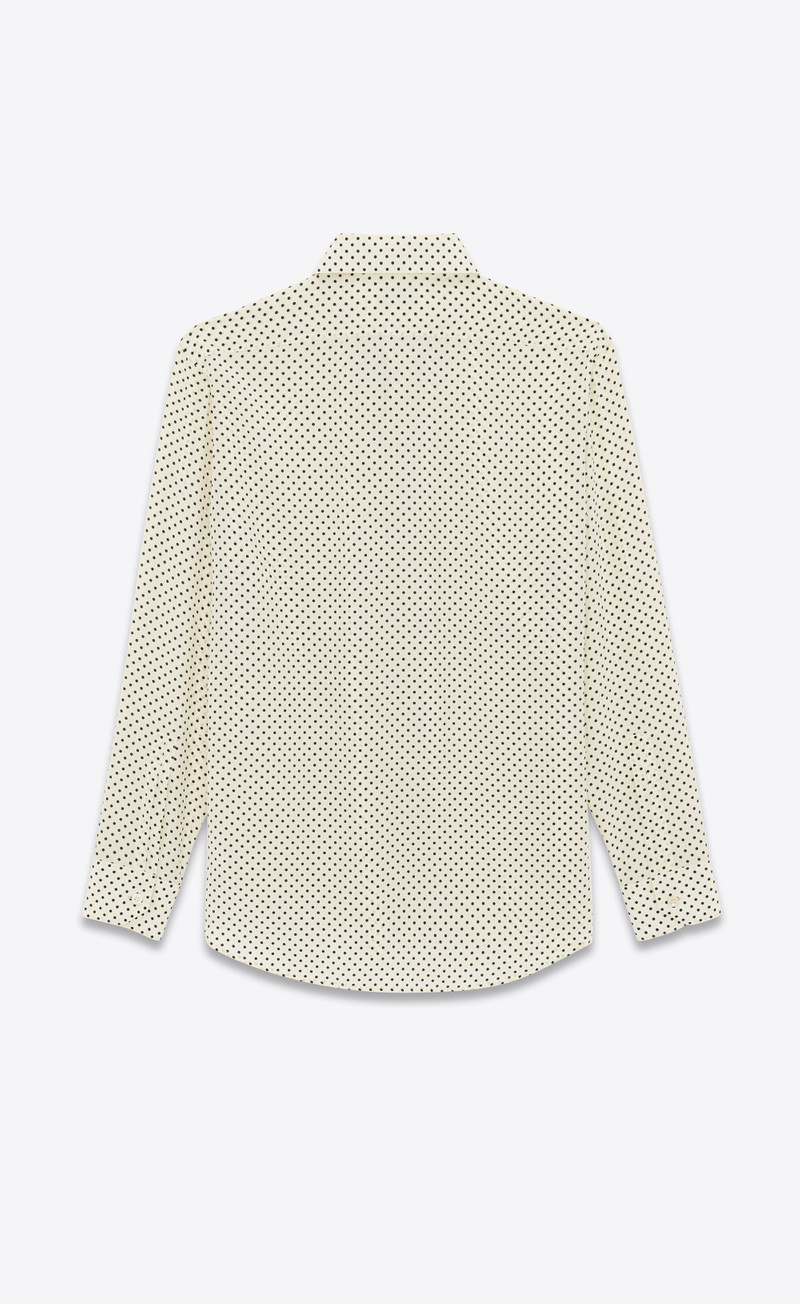SAINT LAURENT yves collar shirt in dotted crepe de chine outlook
