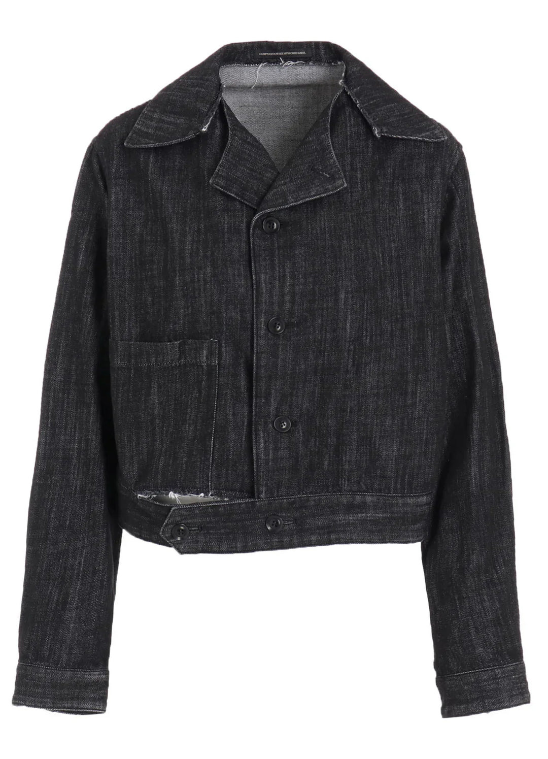 8Oz Denim Slit Collar Short Blouse - 1