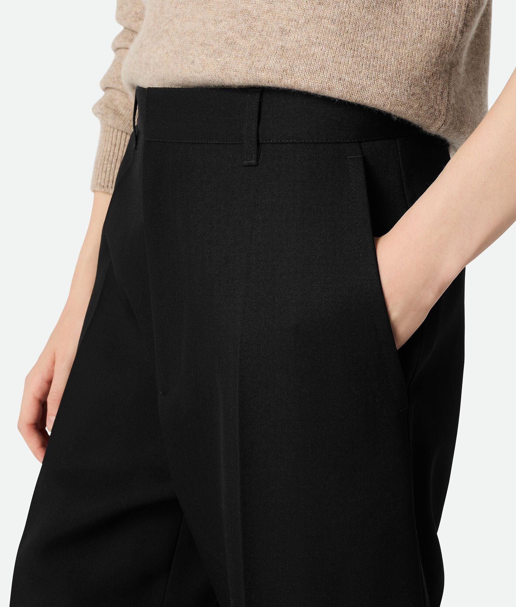 Wool Twill Wide Leg Trousers - 4