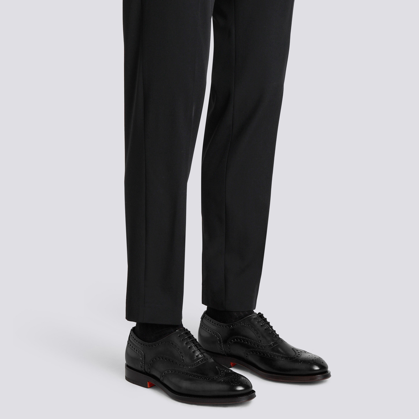 Men's polished black leather Oxford brogue - 2