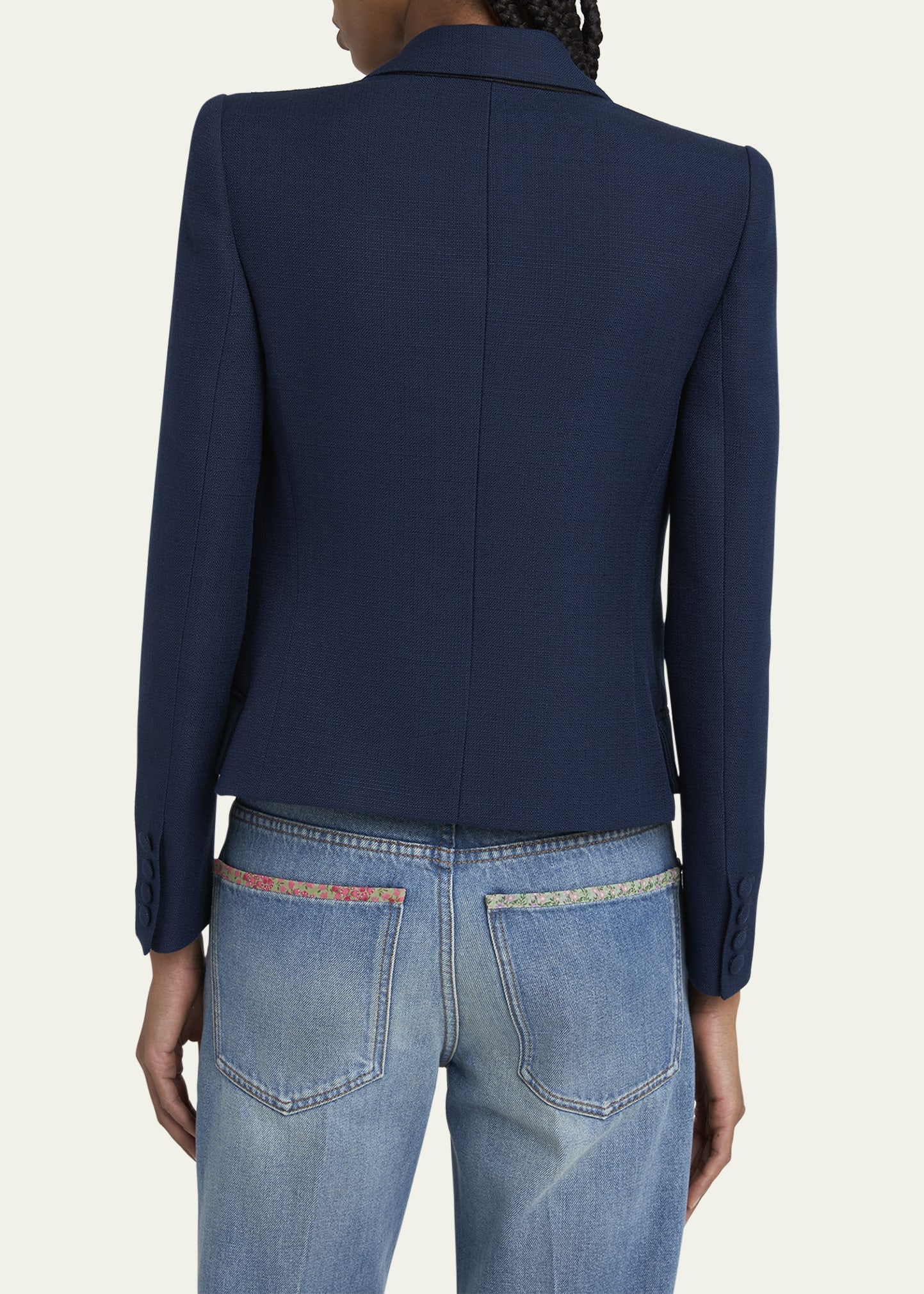 Bow Closure Cropped Wool Blazer - 3