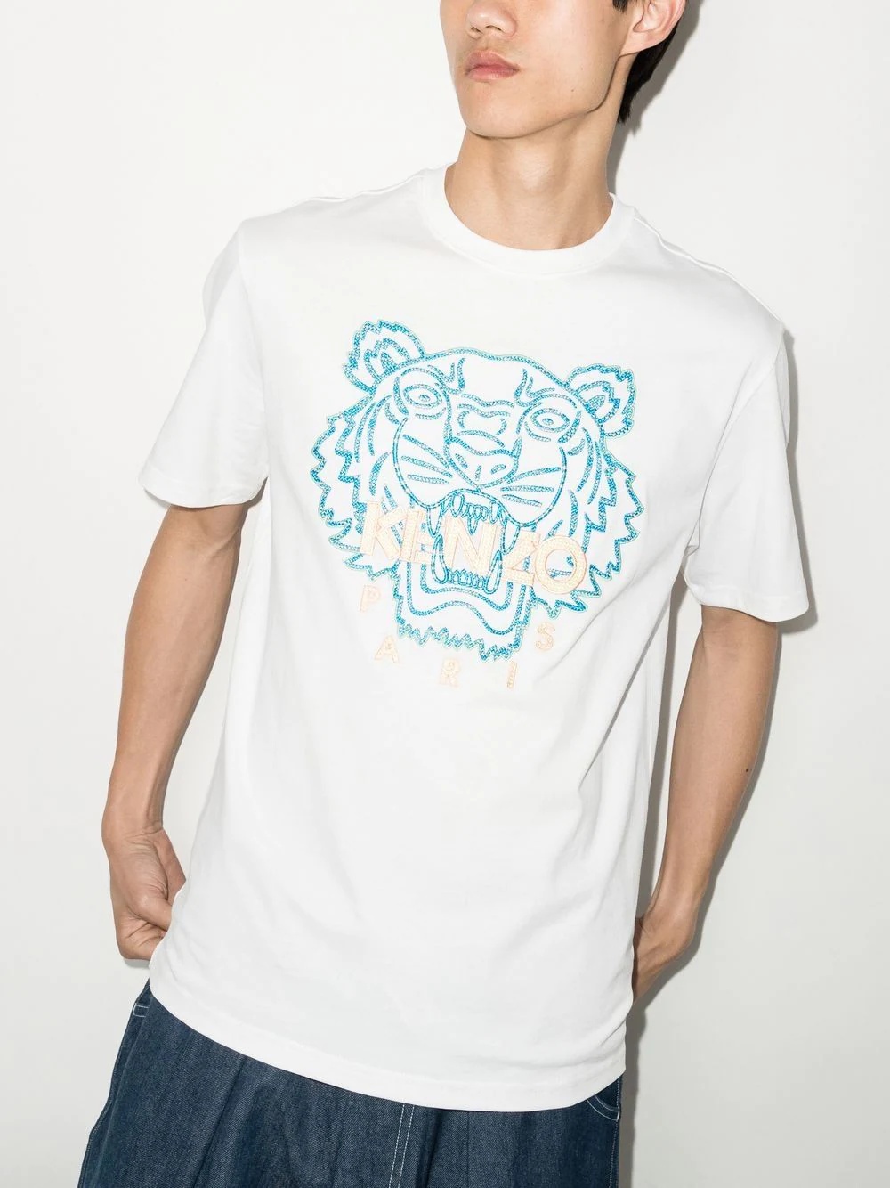 Tiger-embroidered cotton T-shirt - 2