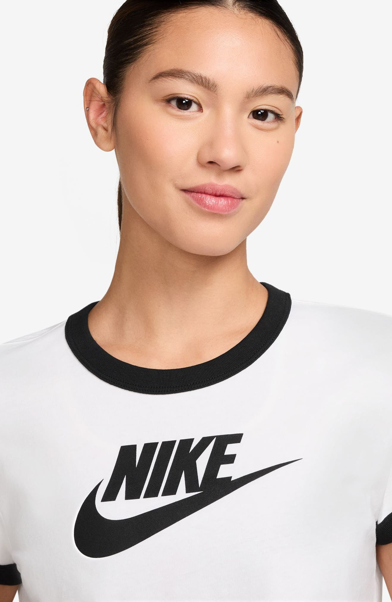 Nike Sportswear Ringer Logo Graphic T-Shirt in White/Black at Nordstrom - 3