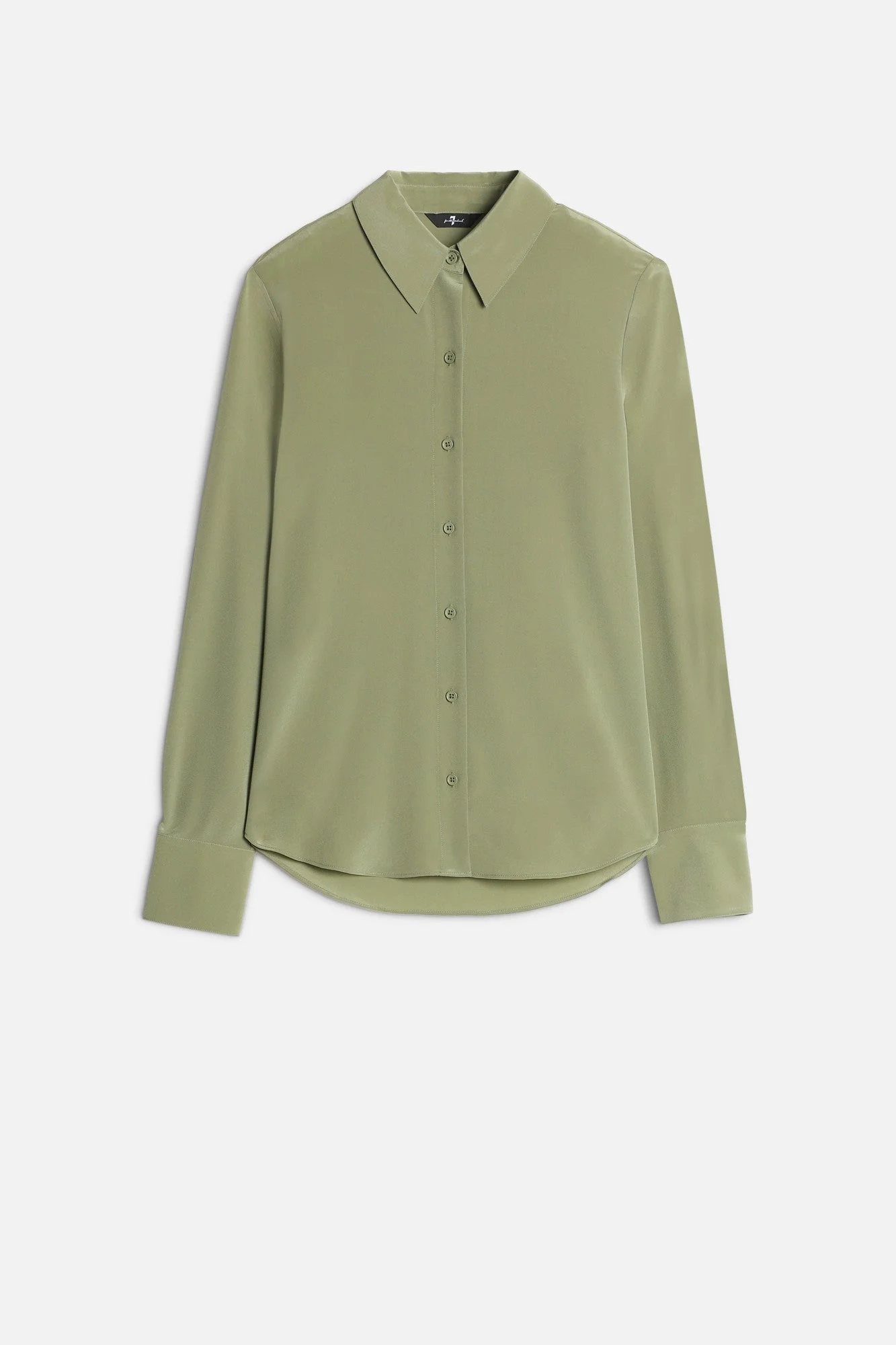 Long Sleeve Silk Blouse in Army - 1