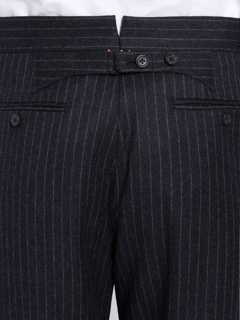 Dark Grey 120s Wool Flannel Narrow Chalk Stripe Classic Suit 5