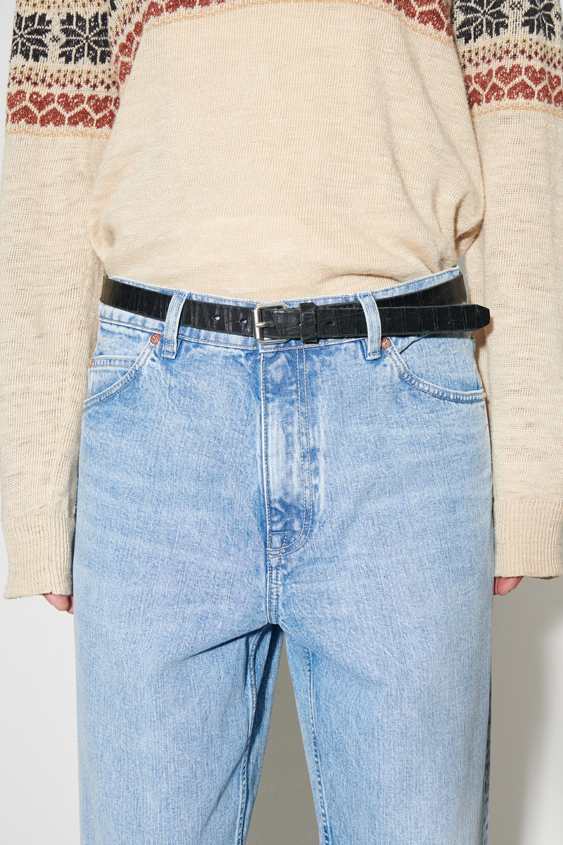 3 cm Belt Laser Crack Black Leather. 3