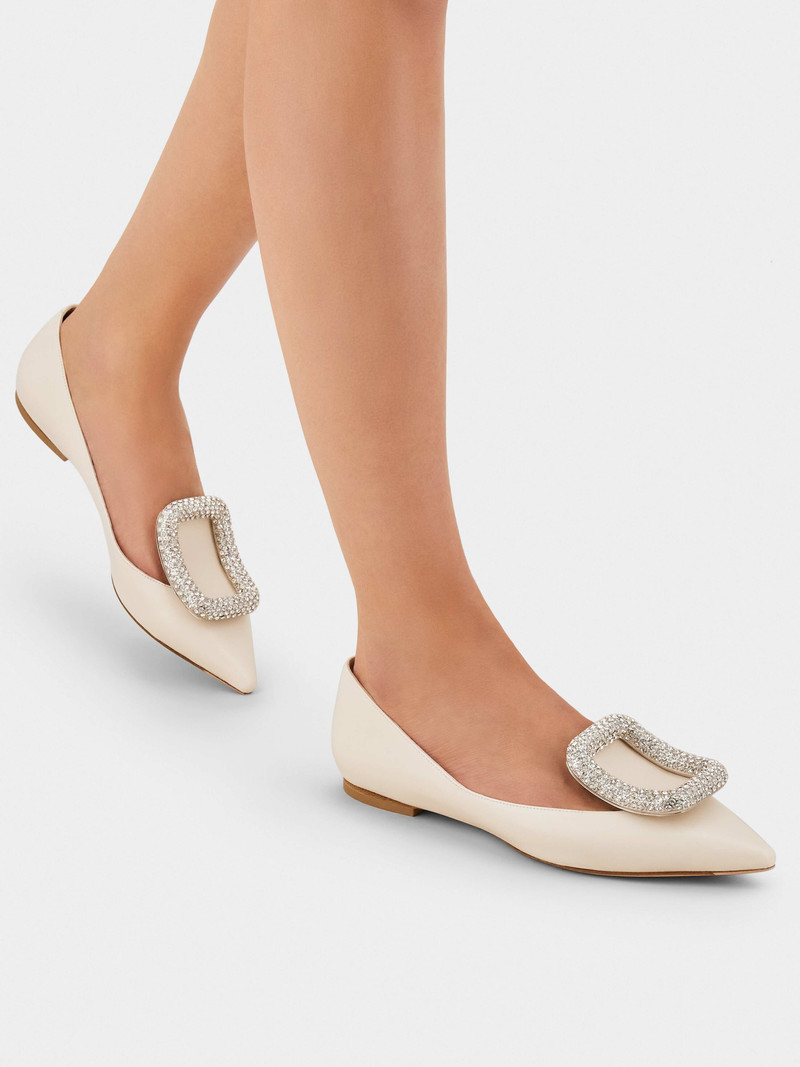 Roger Vivier Viv' Choc Strass Buckle Ballerinas in Leather outlook