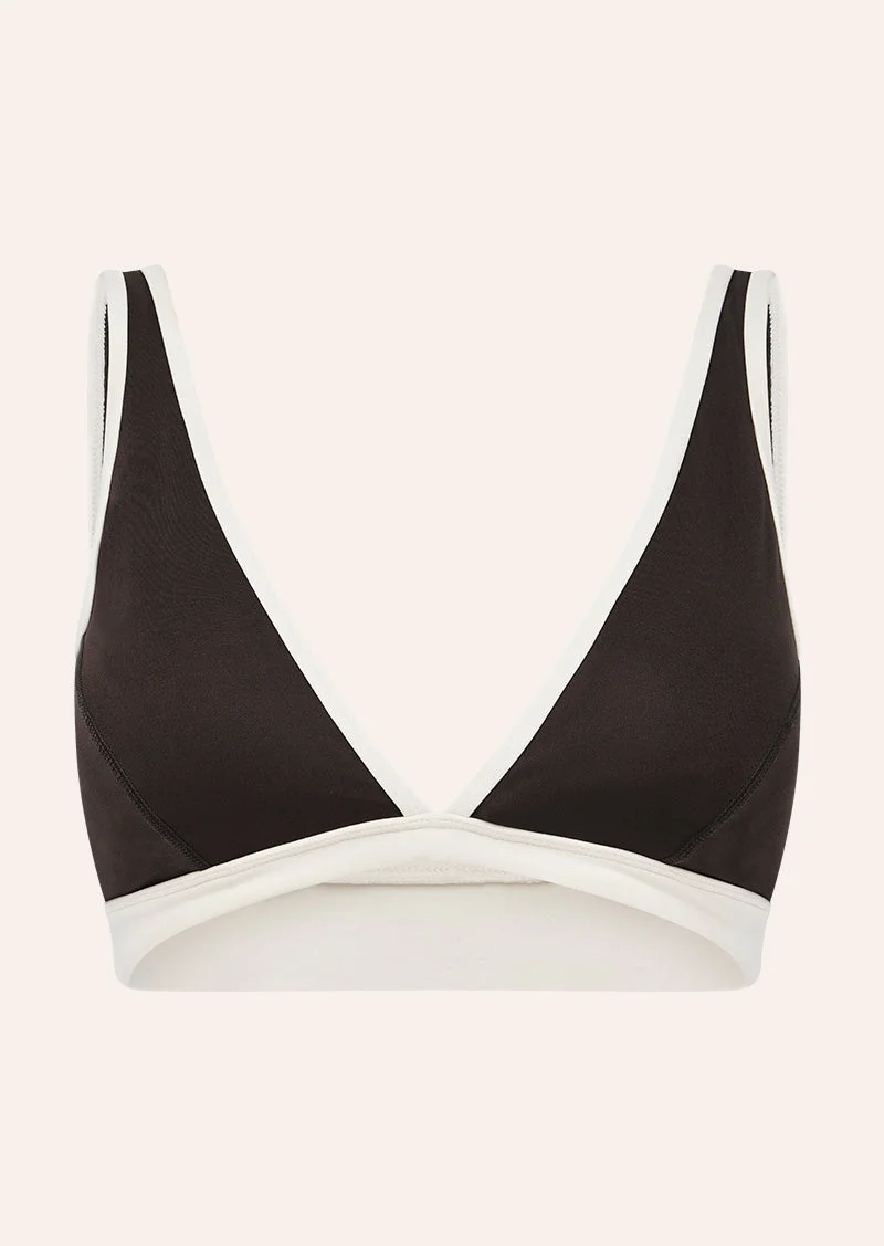 VIBE SPORTS BRA IN COFFEE & WHISPER WHITE - 1