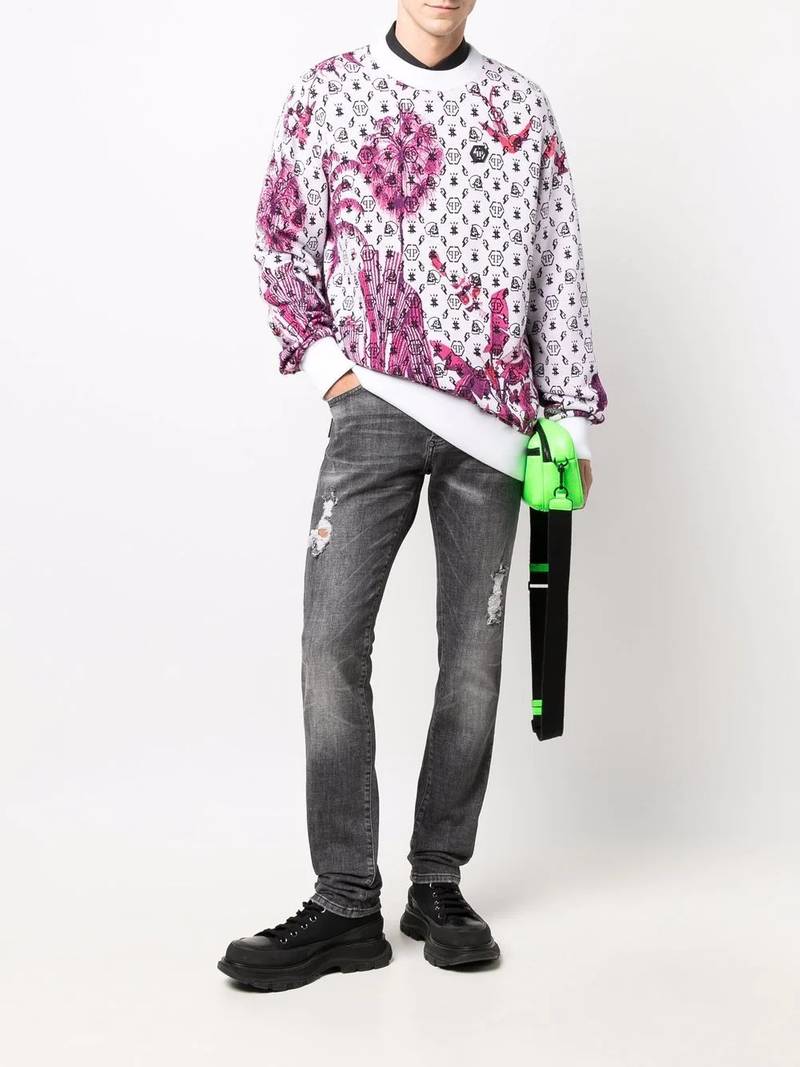 PHILIPP PLEIN logo crew-neck sweatshirt outlook