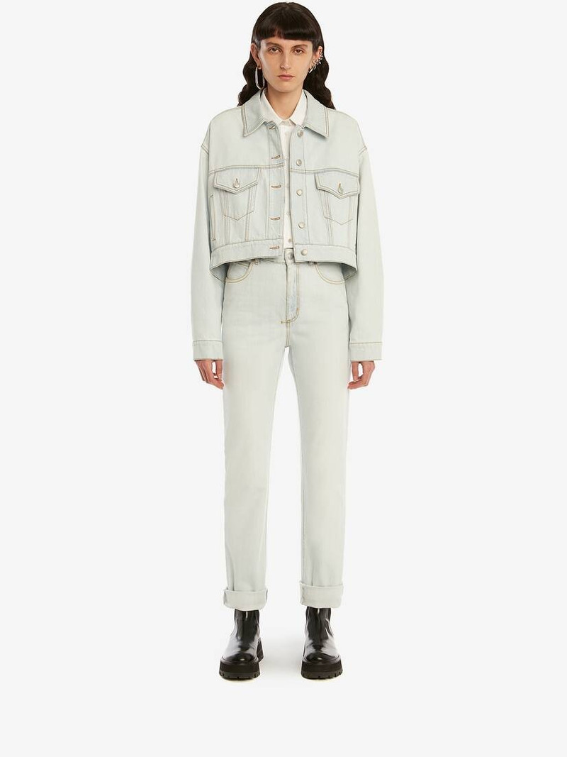 Alexander McQueen Slim Boyfriend Denim Trouser in Light Blue outlook