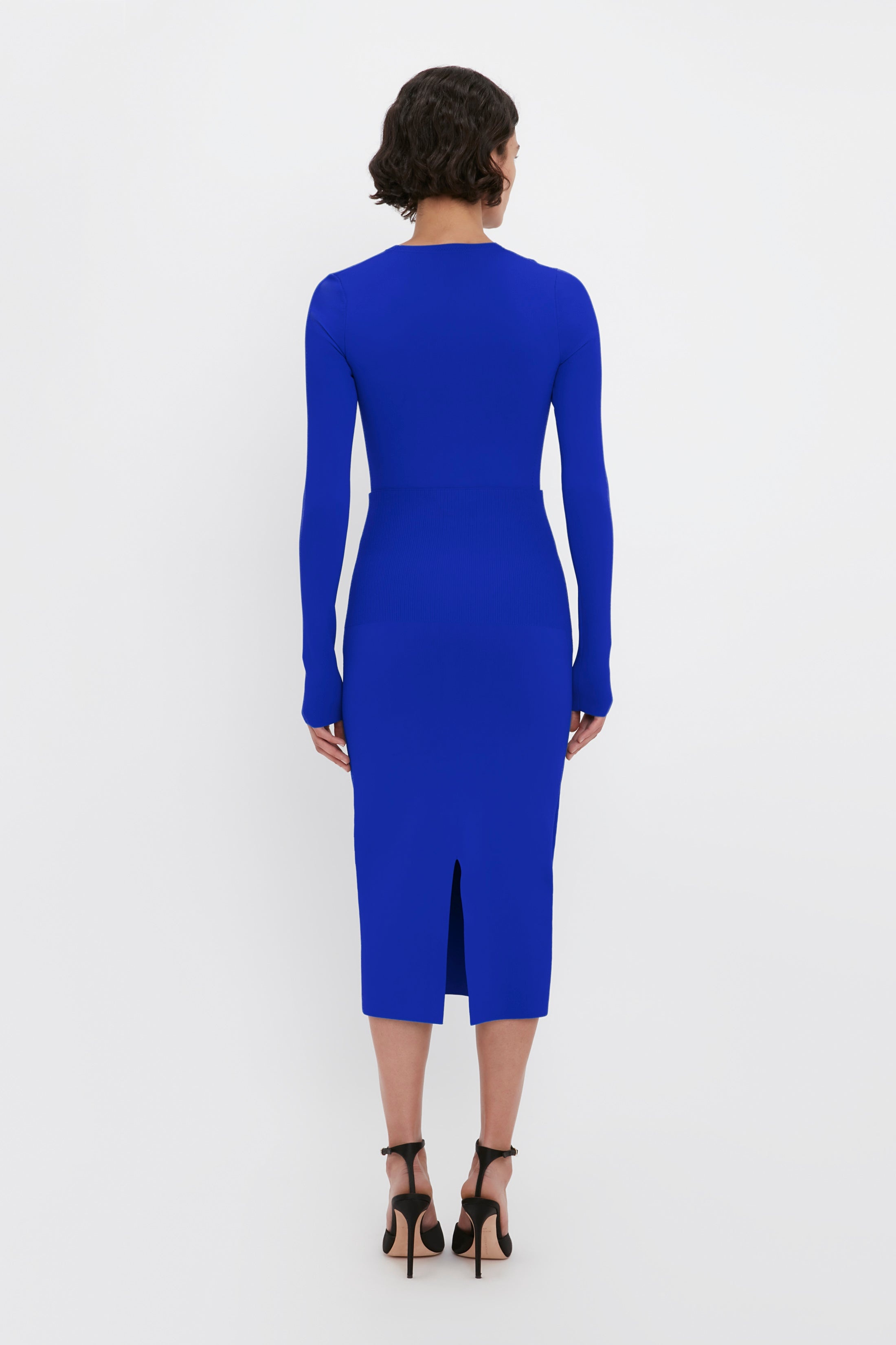 VB Body Front Slash Crew Neck Top In Cobalt - 3
