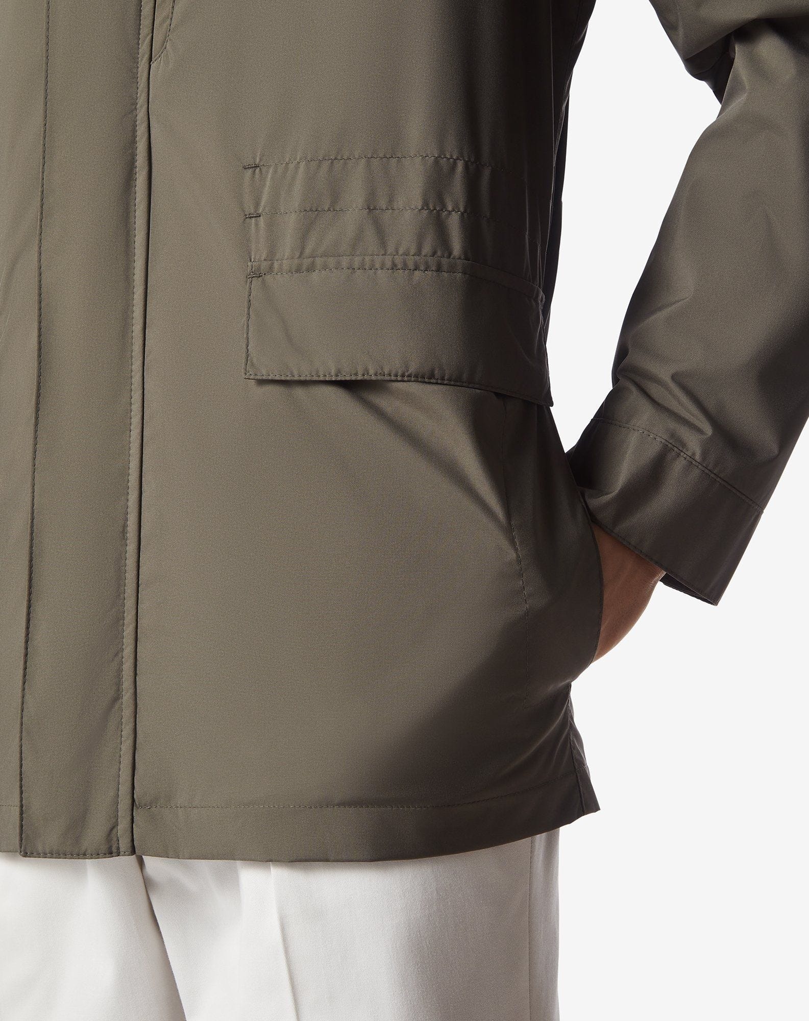 Green water-repellent fabric caban - 5