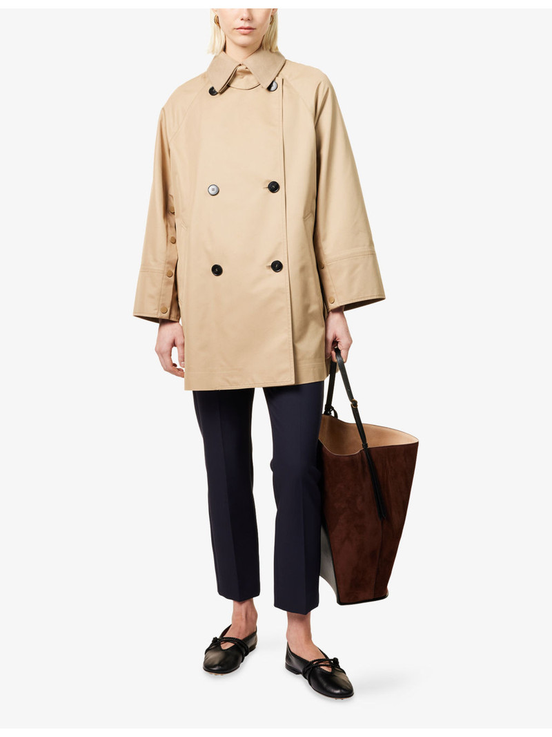 WEEKEND Max Mara Double-Breasted Quilted-Back Cotton-Garbadine Coat outlook