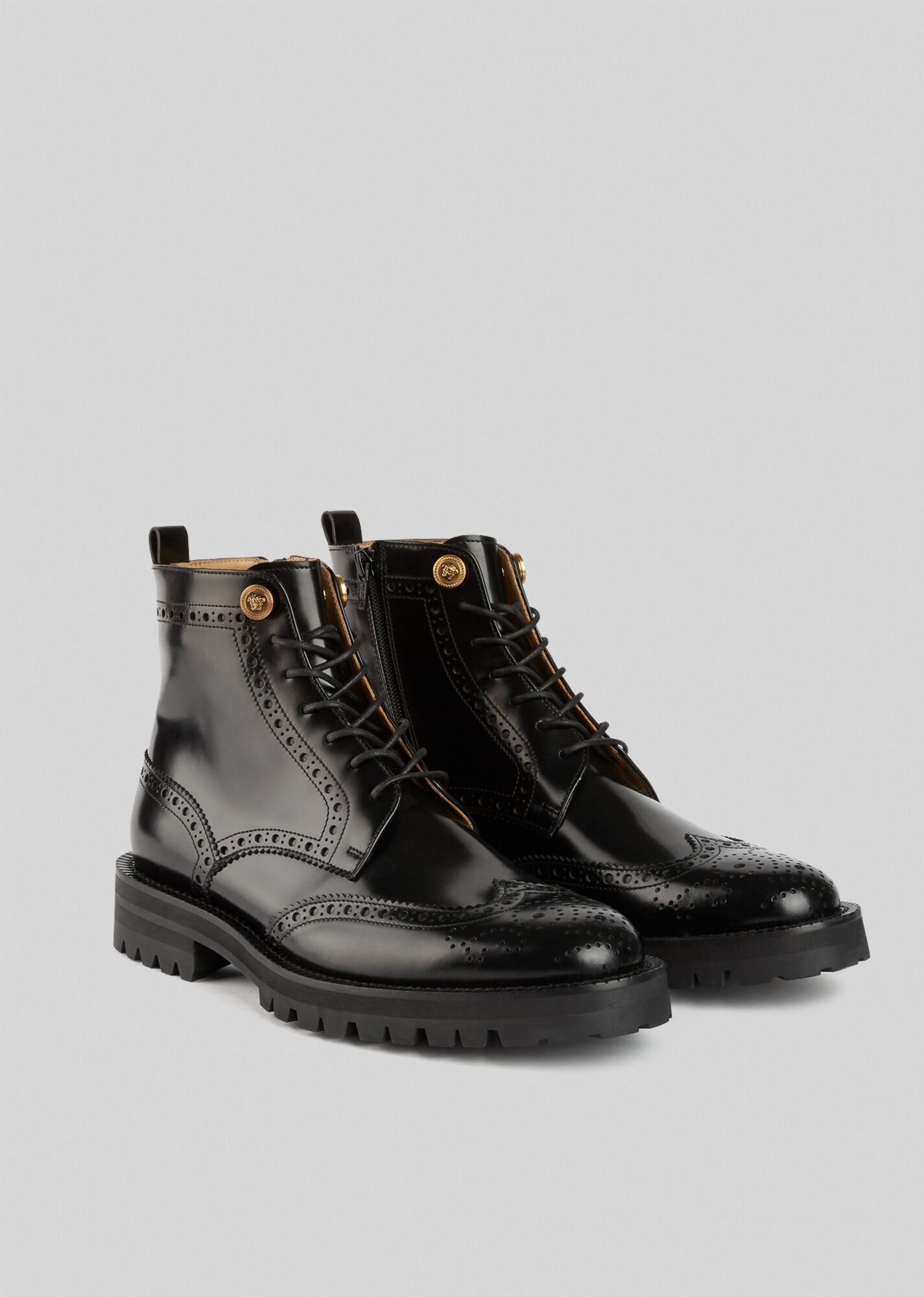 Lace Up Leather Brogue Boots - 2