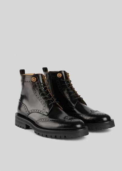 VERSACE Lace Up Leather Brogue Boots outlook