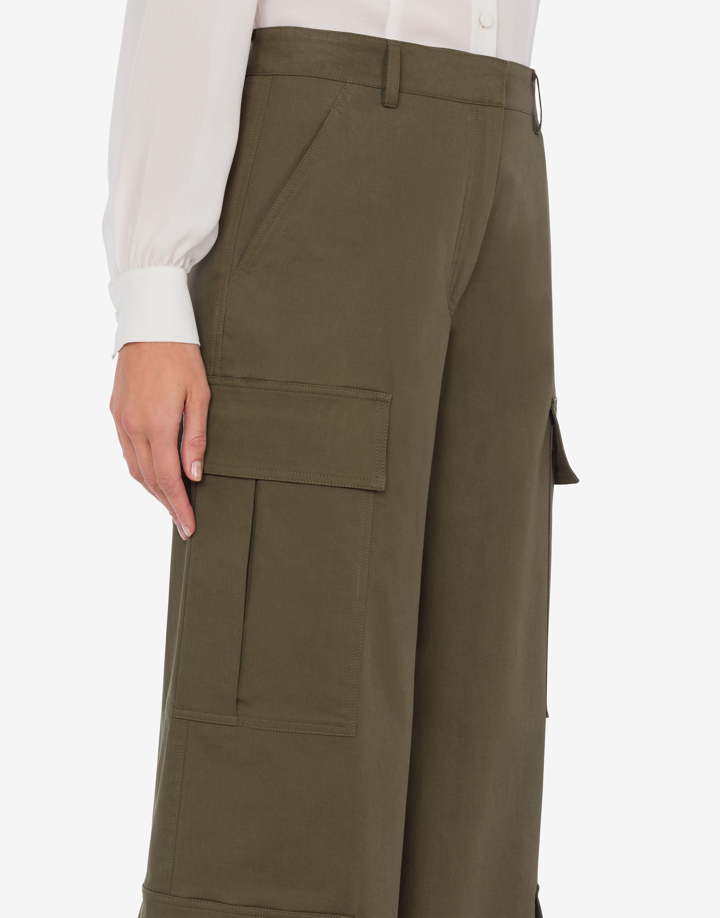 COTTON CANVAS PALAZZO TROUSERS - 4