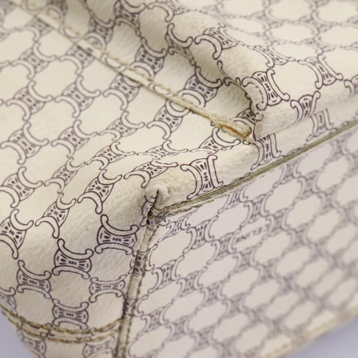 CELINE Macadam Canvas Shoulder Bag Pvc Leather White - 10