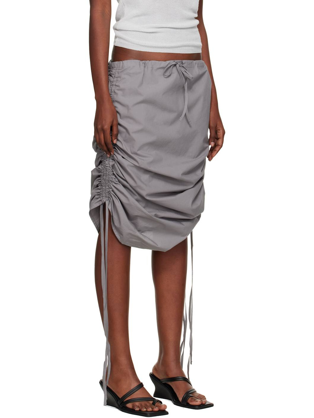 Gray Pictorial Strap Maxi Skirt - 2