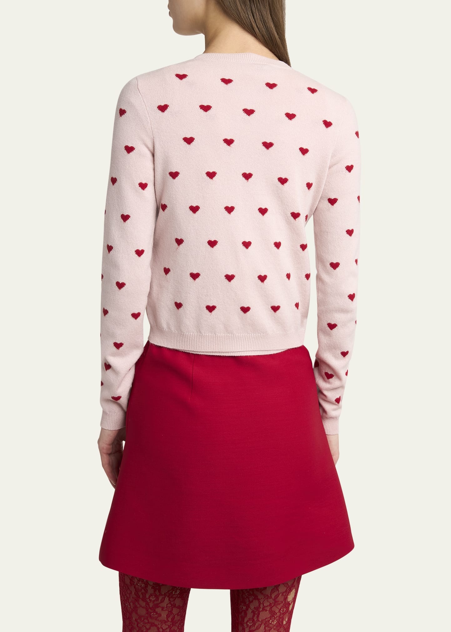 Jacquard Hearts Wool-Cashmere Cardigan - 3