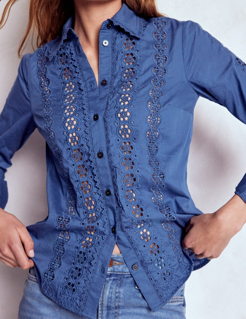 Sienna Broderie Detail Shirt-Denim Blue 3