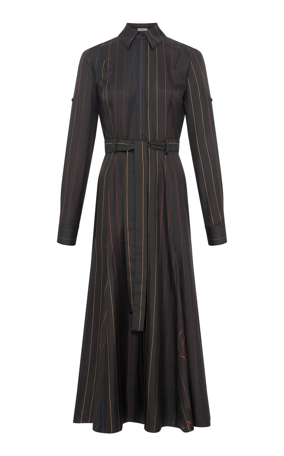 Galway Shirtdress in Charcoal Multi Pinstripe Silk Twill - 1