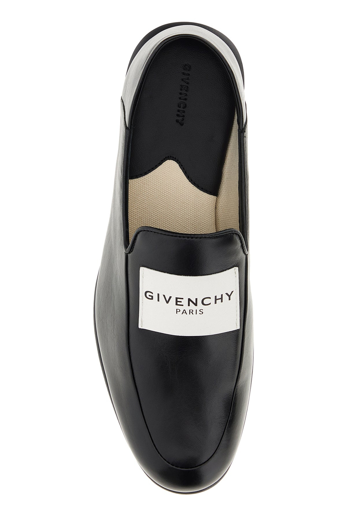 Black leather Label loafers - 4