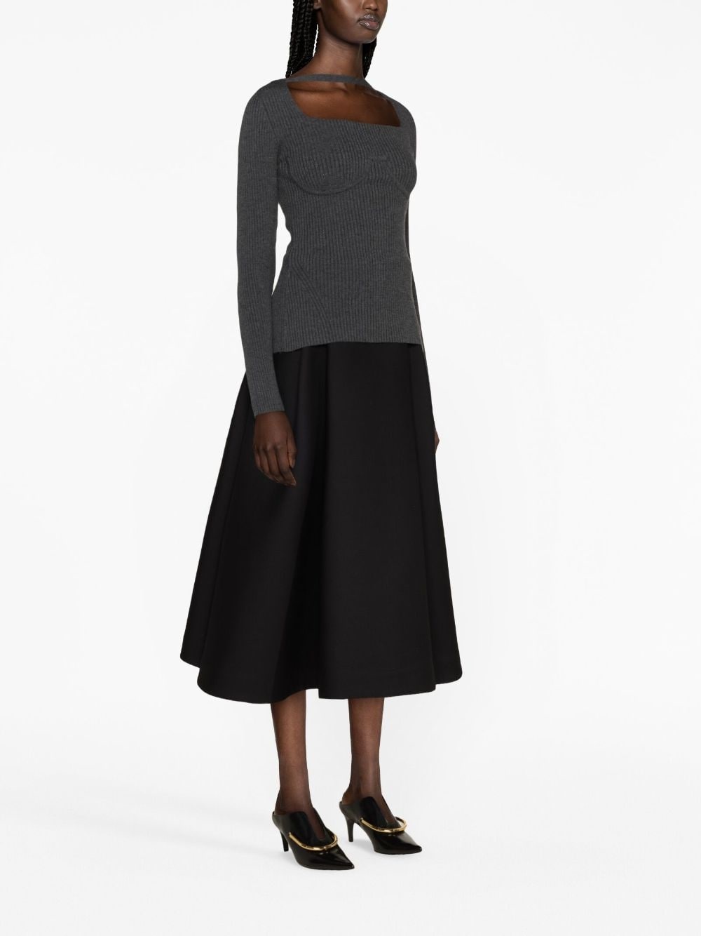 cut-out wool-blend top - 3