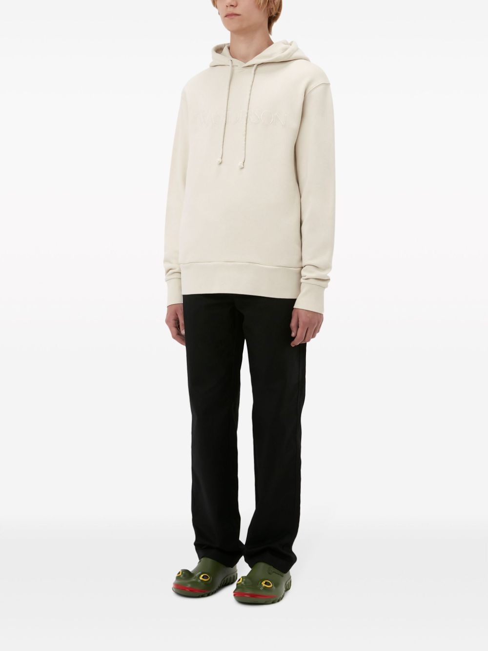 logo-embroidered cotton hoodie - 2