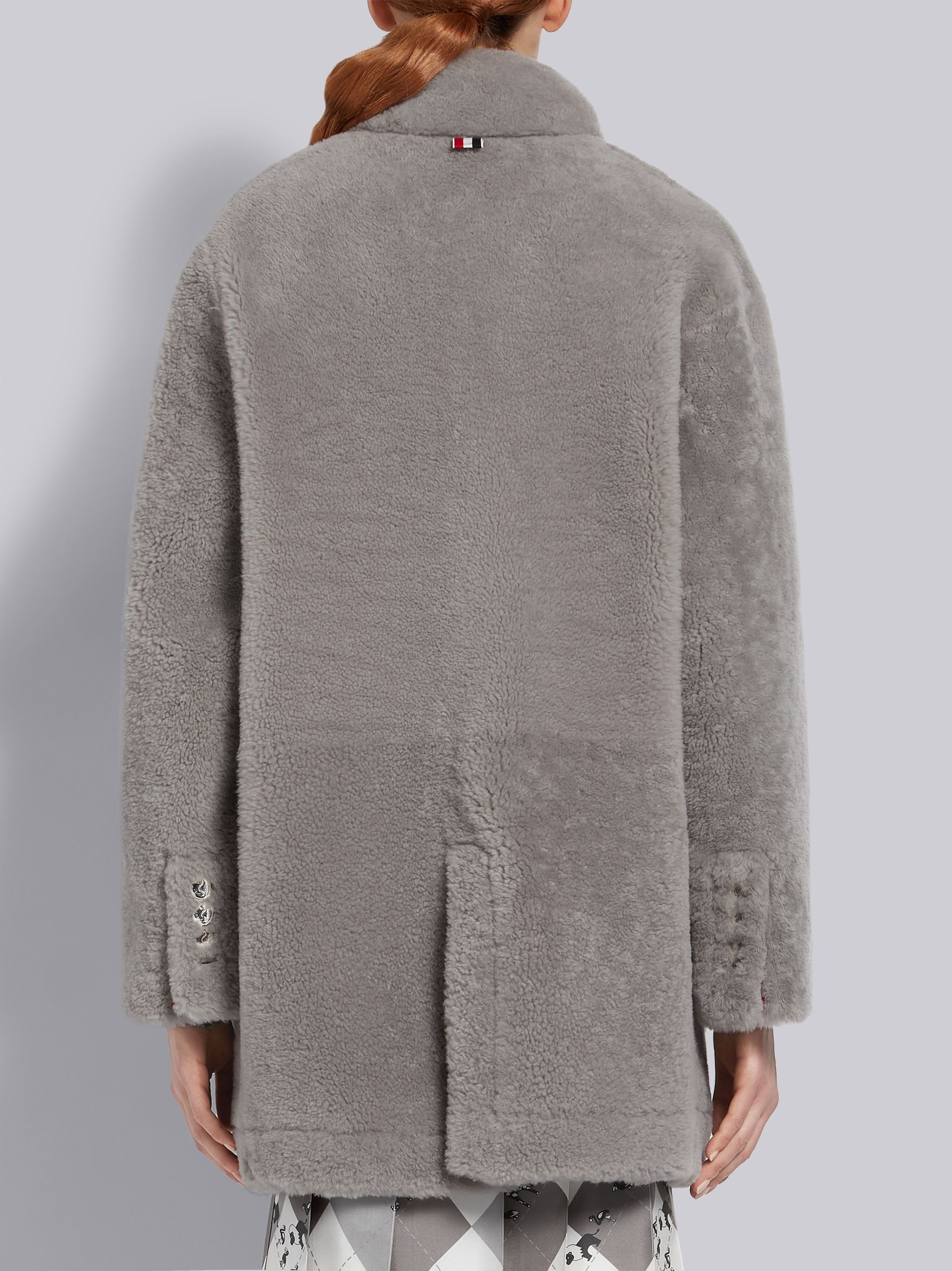 Medium Grey Shearling Dropped Shoulder Oversized Sack Jacket - 3