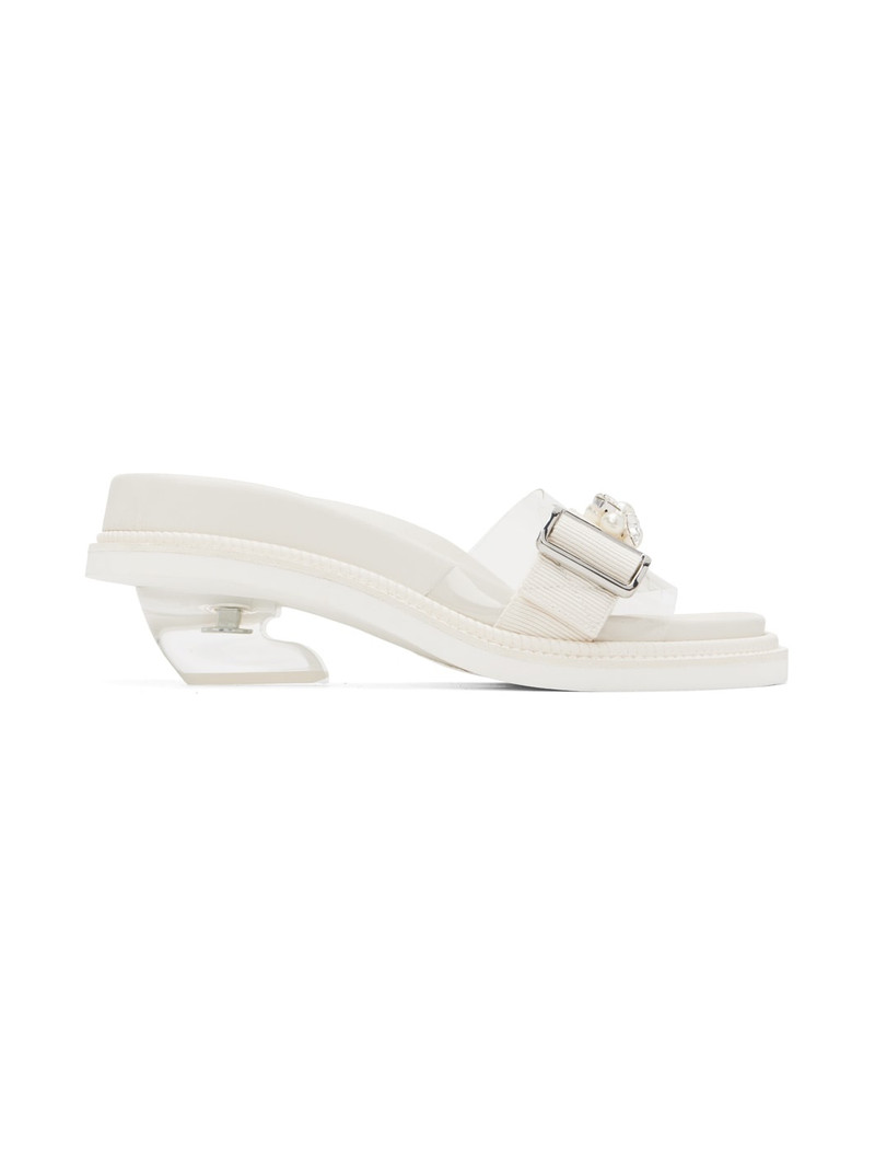Off-White Embellished Slides - 1
